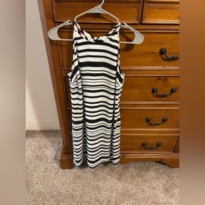 Banana Republic Black and White Striped Midi Dress